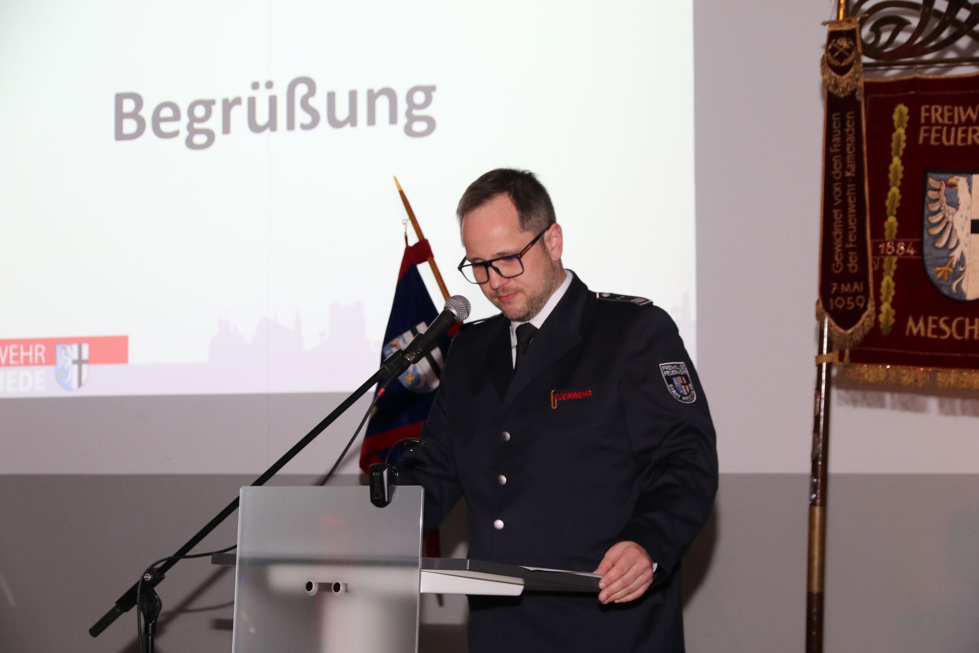 Begrung durch Lschzugfhrer Sebastian Helleberg